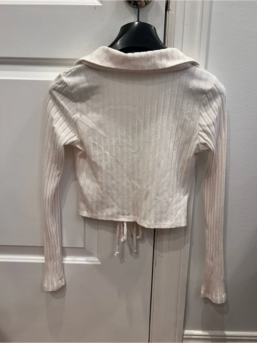 Altar'd State Cream Ribbed Drawstring Crop Top - Picture 7 of 7
